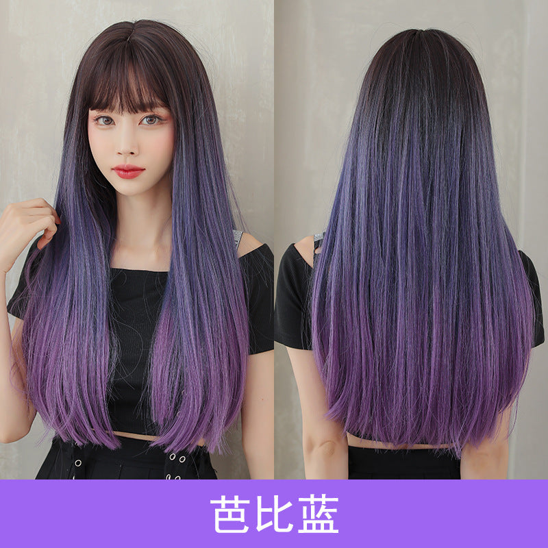 Purple Gradient Long Straight Wig