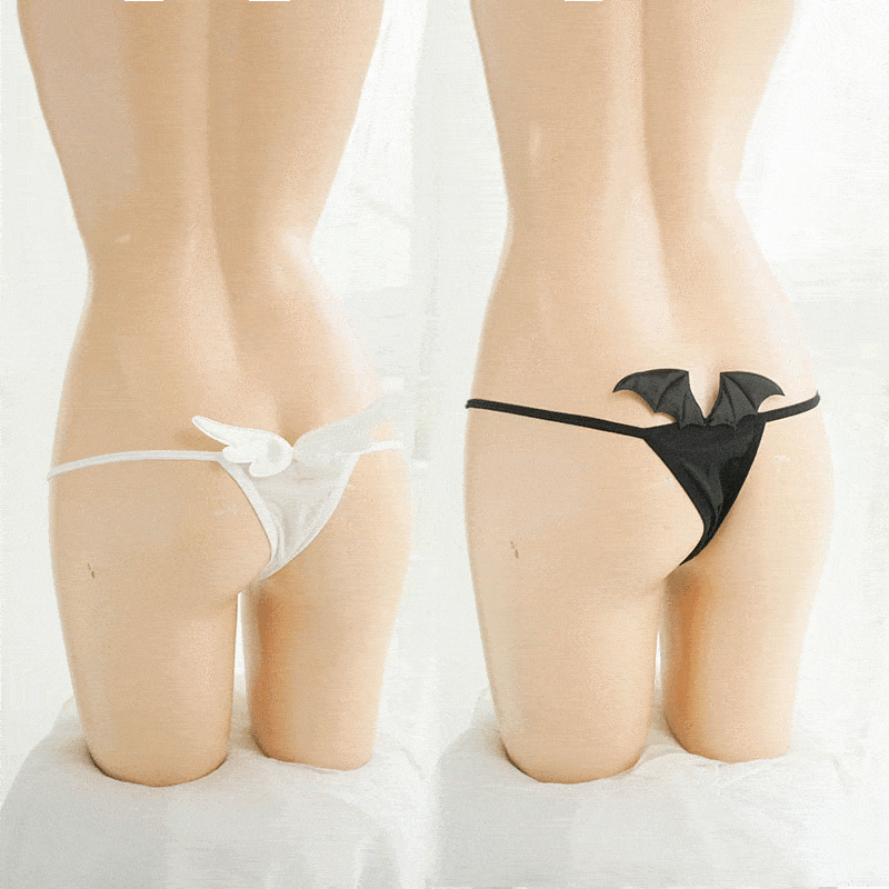 SAKVILSEC Cotton Thongs for Women Devil and Angel Wings Cute G-String  Tangas Low Rise Sexy Underwear Lingerie (XXS, Black Devil) : :  Clothing, Shoes & Accessories