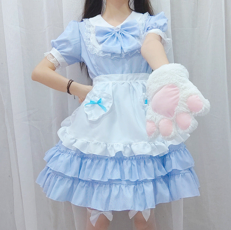 Blue Lolita Ruffle Maid Dress