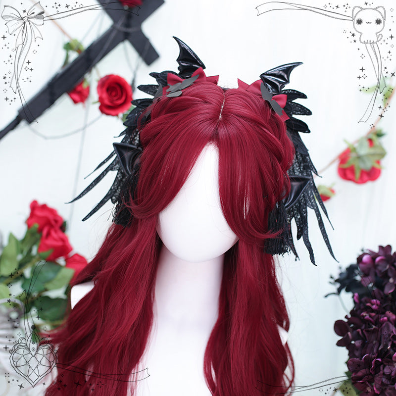 "Bloody Devil" Bordeaux Red Wavy Long Wig