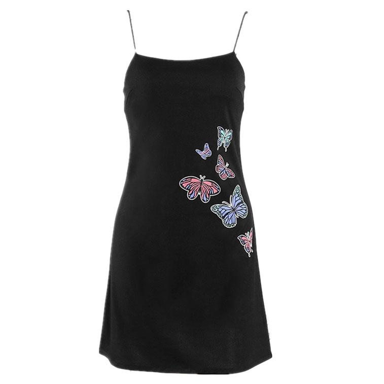 Butterfly Slim Black Dress SD00821