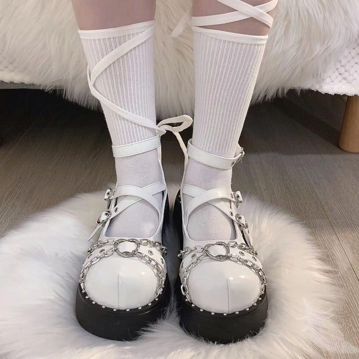 Chained Heart Grunge Loli Platform Shoes SD01797