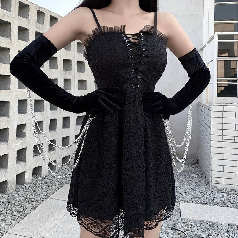 Elegant Black Lace Dress SD01915
