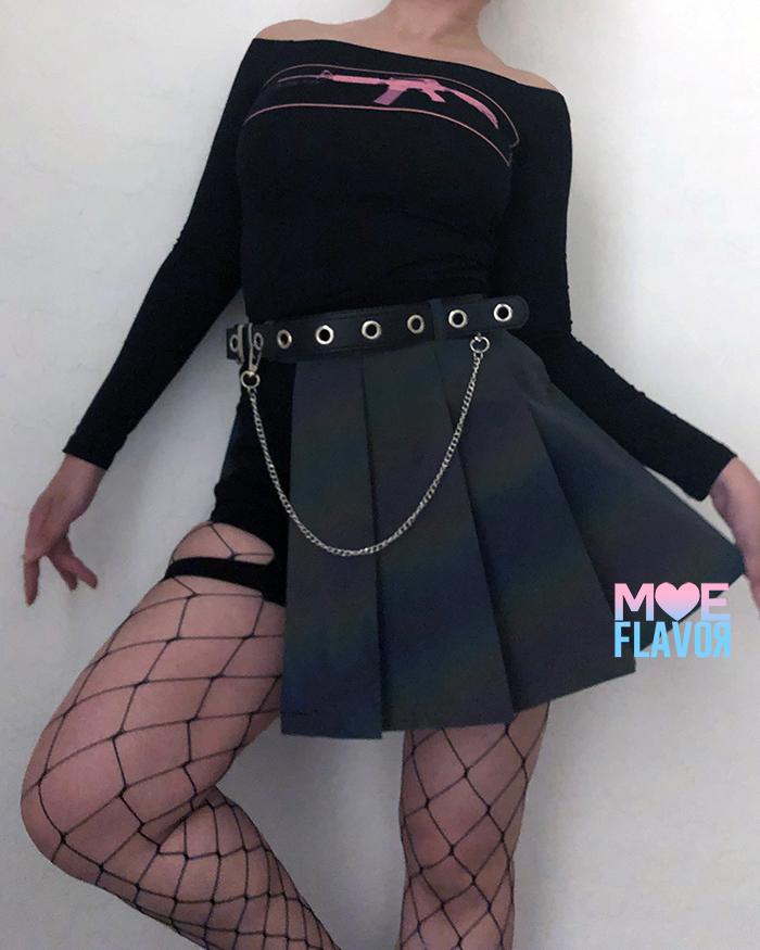 Reflective Rainbow K-Pop Open Skirt Shorts MF01780 - SYNDROME - Cute Kawaii Harajuku Street Fashion Store
