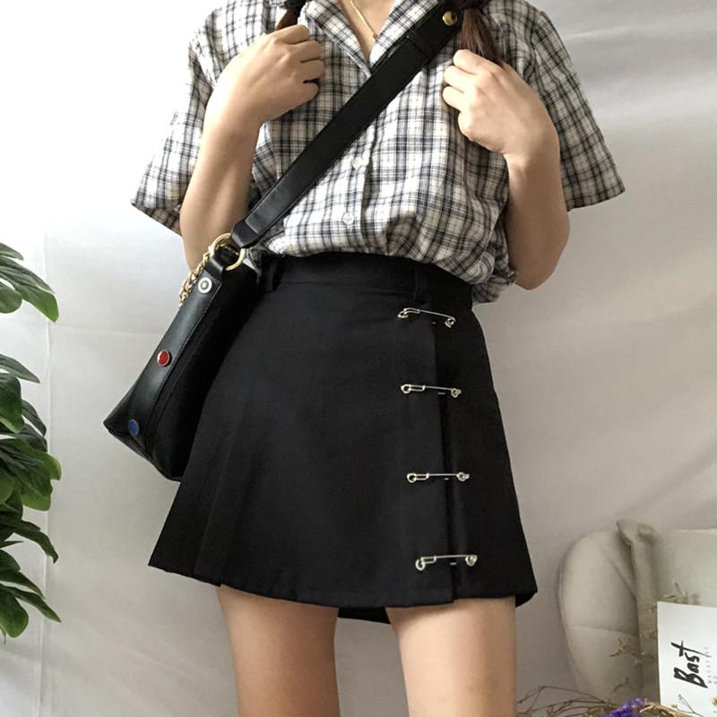 Safety Pin High Waist Skirt SD00335 - SYNDROME - Cute Kawaii Harajuku Street Fashion Store