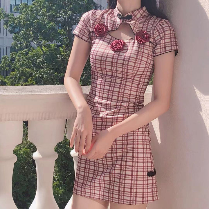 Rose Plaid Dress SD00116 - SYNDROME - Cute Kawaii Harajuku Street Fashion Store