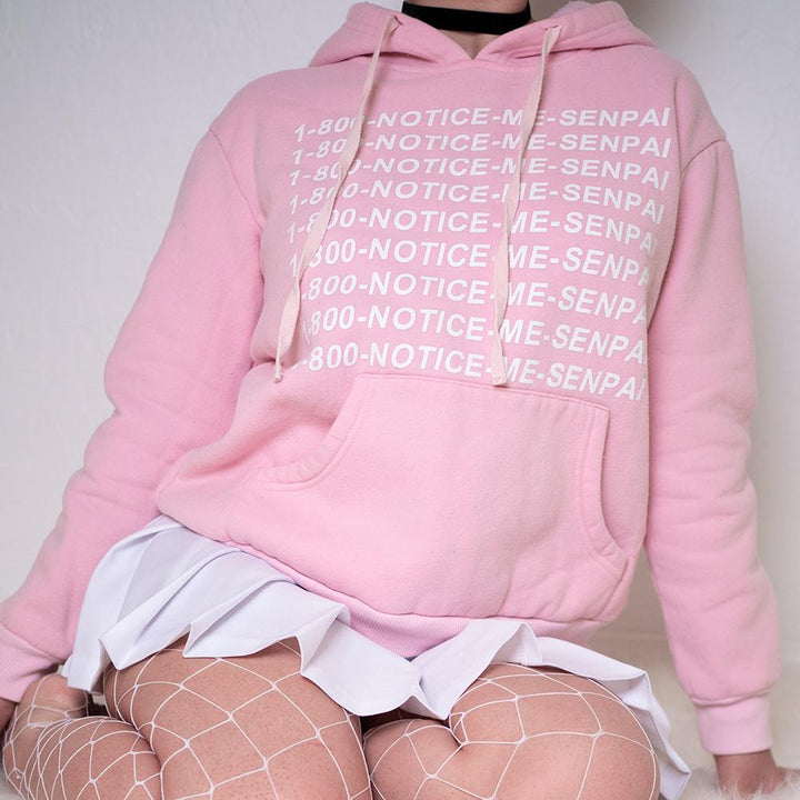 SALE 1 800 Senpai Notice Me Pink Hoodie Sweater MF00505 - SYNDROME - Cute Kawaii Harajuku Street Fashion Store