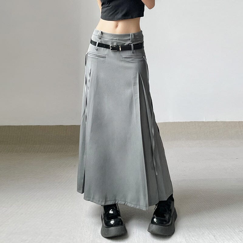 Slim Long Strap Slim Grey Skirt SD01002