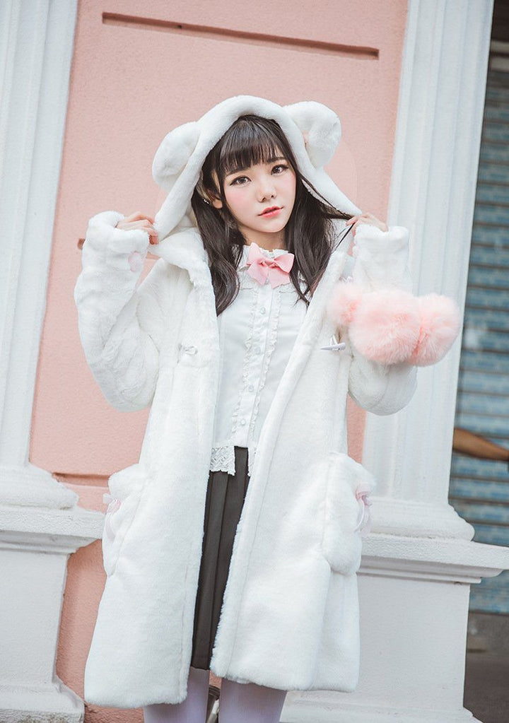 Bear Ears Hoodie Paws Sleeve Fur Coat SD00261 - SYNDROME - Cute Kawaii Harajuku Street Fashion Store