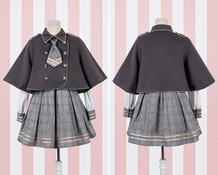 Detective Academy Embroidered Plaid Dress + Woolen Cloak SD00372 - SYNDROME - Cute Kawaii Harajuku Street Fashion Store