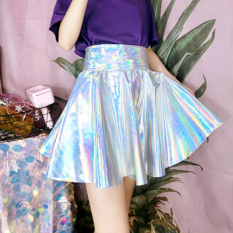 Holographic Laser High Waist Skirt SD00882 - SYNDROME - Cute Kawaii Harajuku Street Fashion Store