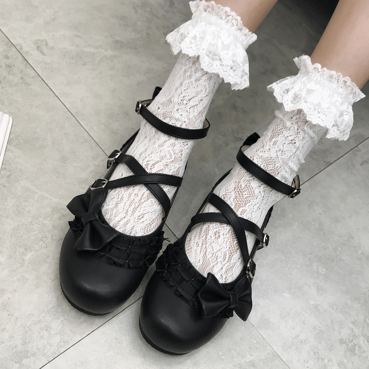 Sweet Lolita Bow Cross Strap Shoes SD00367 - SYNDROME - Cute Kawaii Harajuku Street Fashion Store