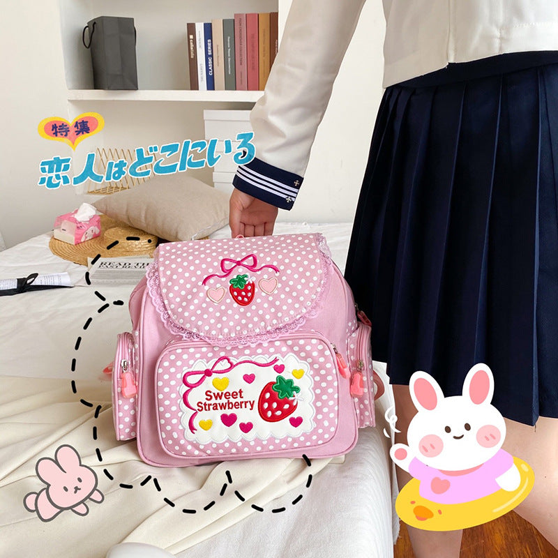 Sweet Strawberry Soft Girl Backpack
