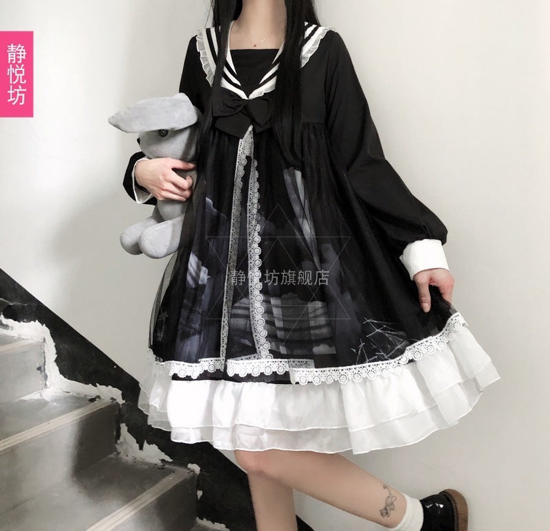 Black Lolita Sailor Mesh Dress – SYNDROME - Cute Kawaii