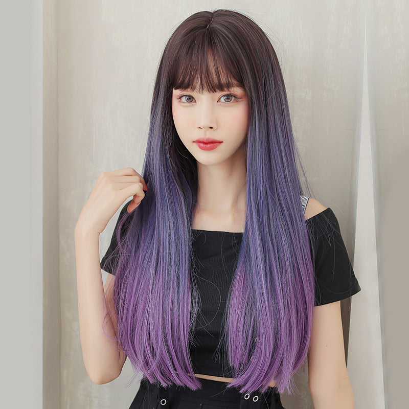 Purple Gradient Long Straight Wig