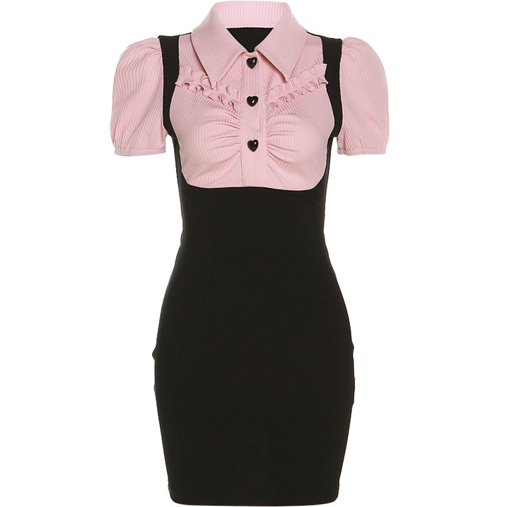 Black & Pink Slim Summer Dress