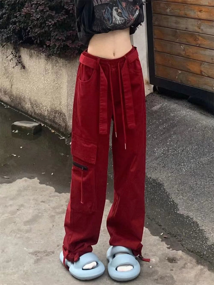 Red Wide Street Pants
