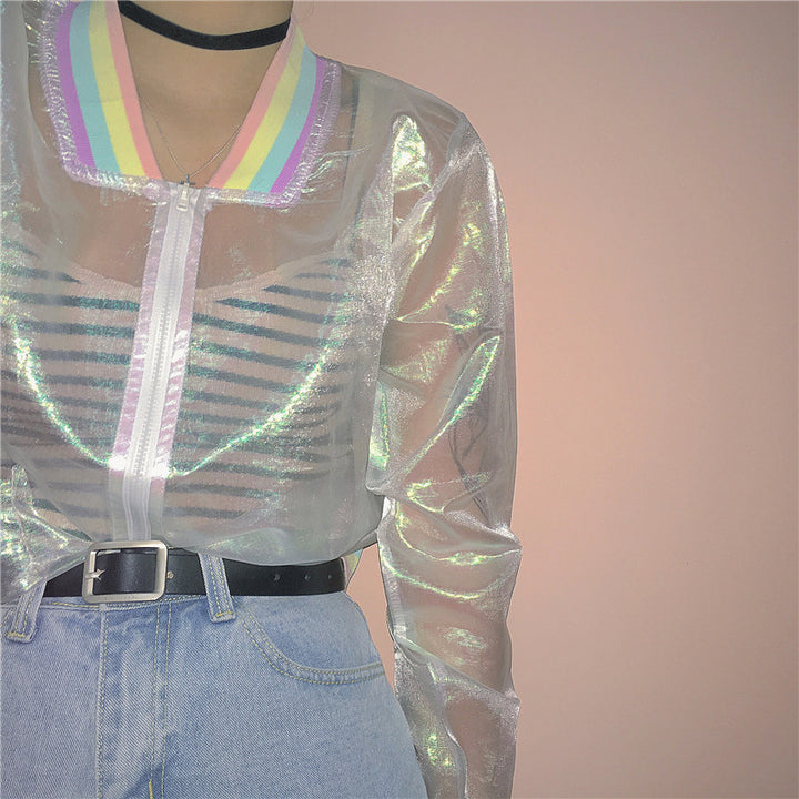 Transparent Organza Rainbow Summer Jacket