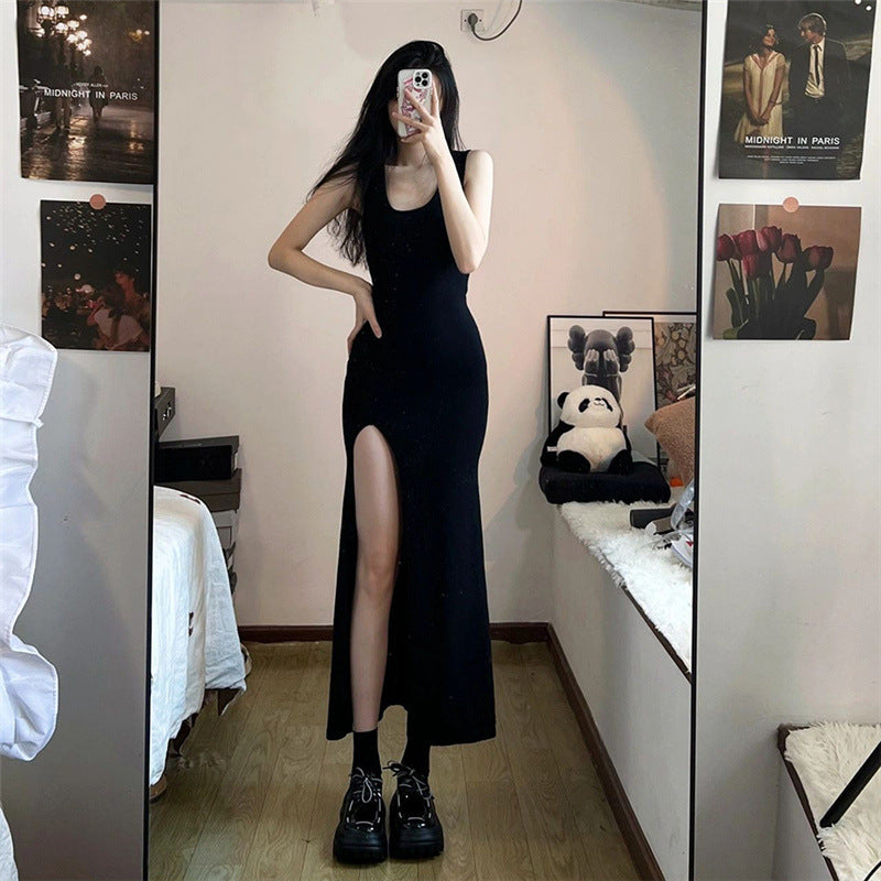 Long Open Side Slim Dress