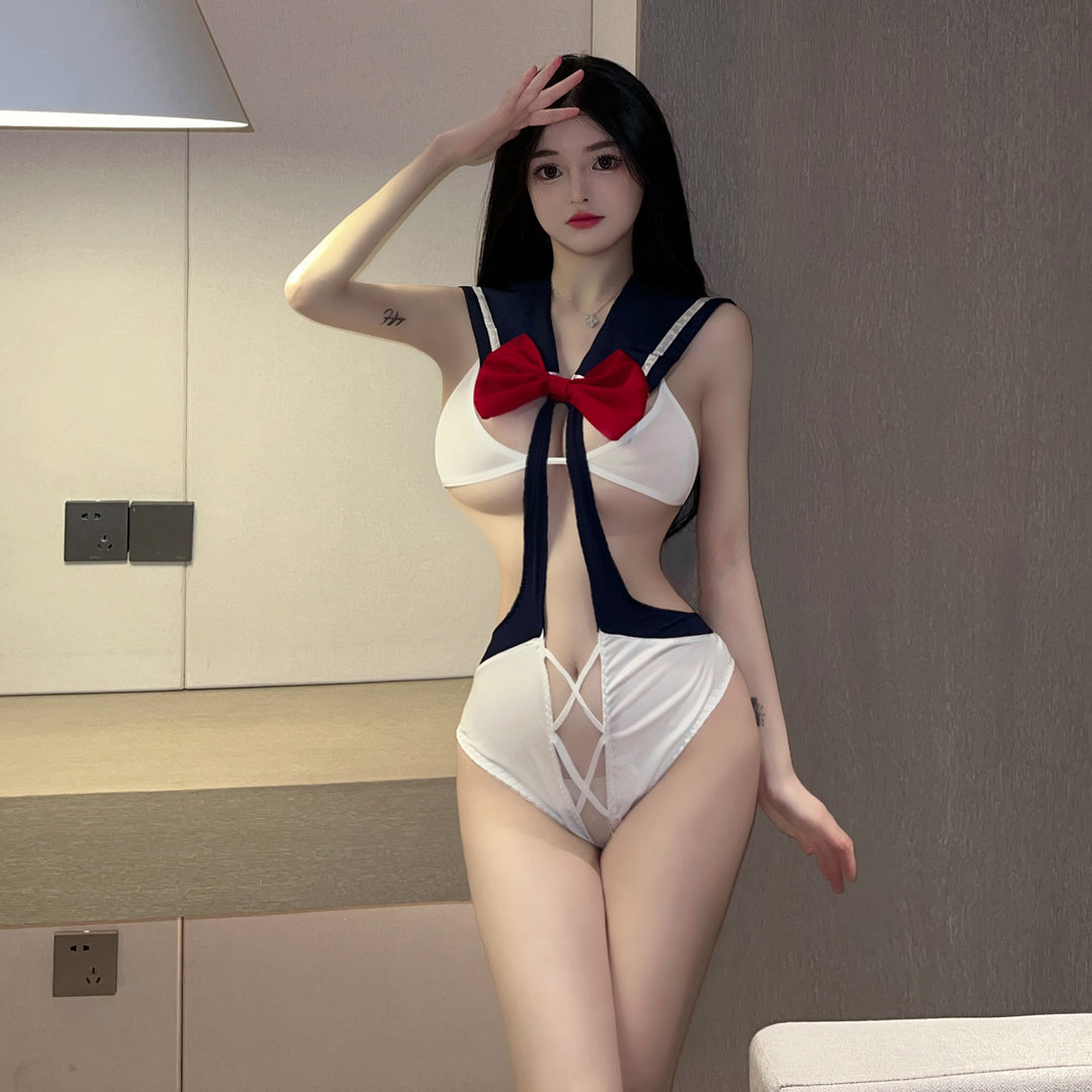 Sailor Red Bow Sexy Lingerie Outfit