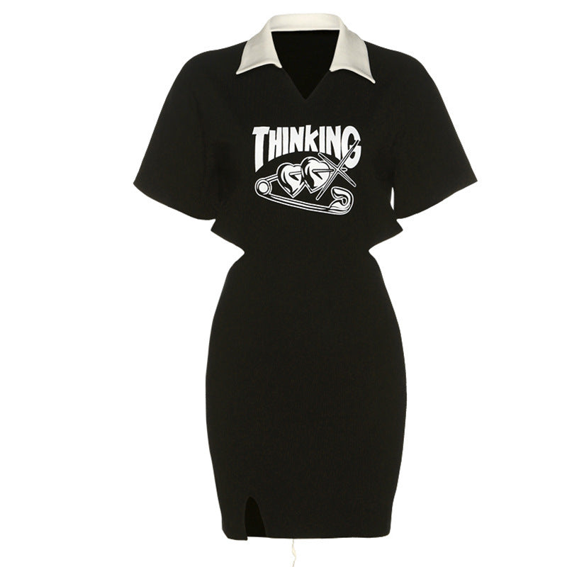 "Thinking" Collar Dress