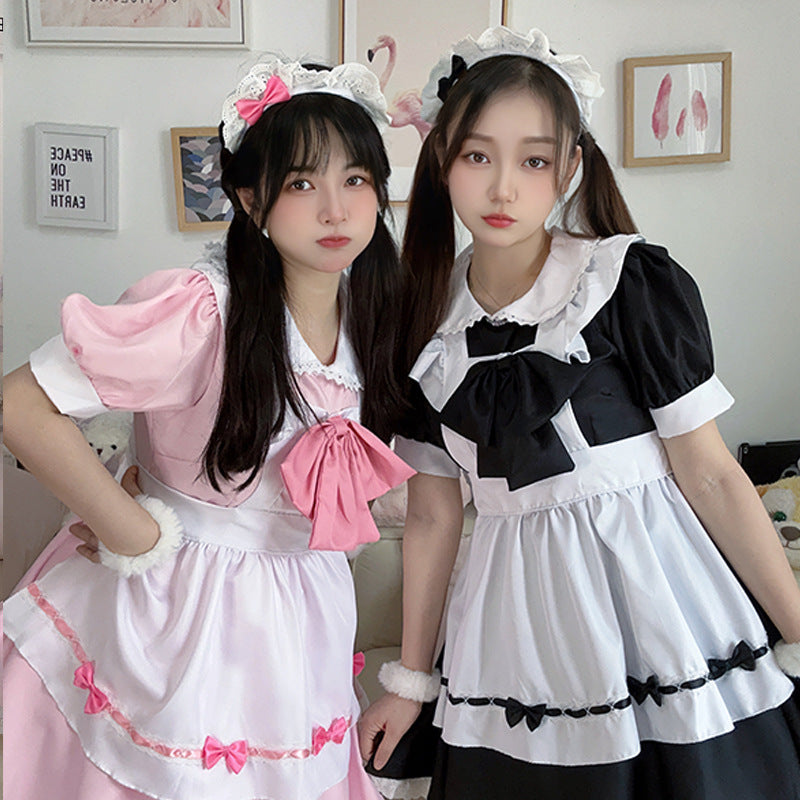 Sweet Japanese Bow Lace Maid Dress
