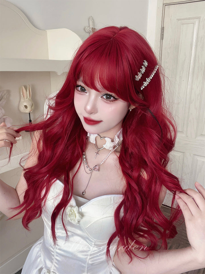 Lolita Sweet Red Long Wavy Wig