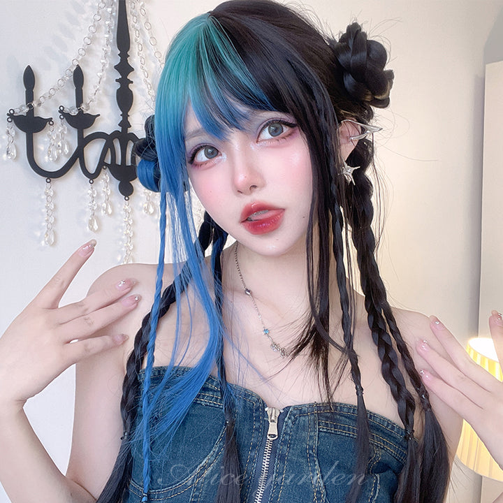 Aqua Black Lolita Long Wig