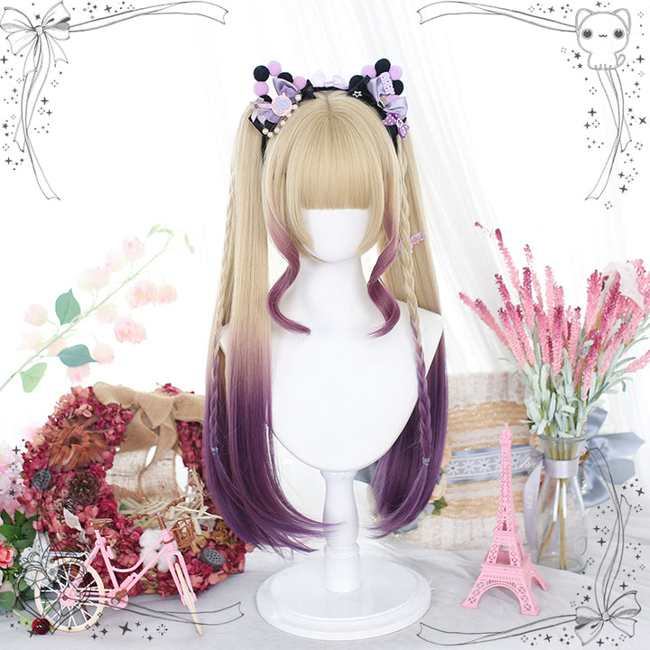 Purple Blonde Lolita Harajuku Ponytail Wig