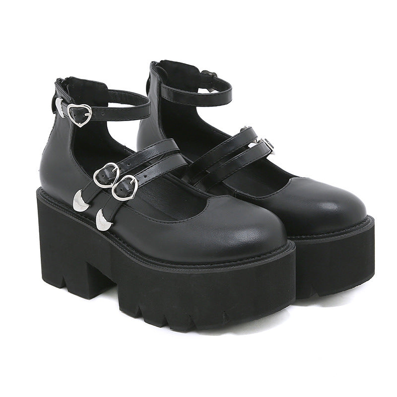 Dolly  Heart Buckle Strap Platform Shoes