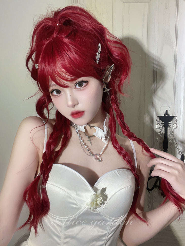 Lolita Sweet Red Long Wavy Wig