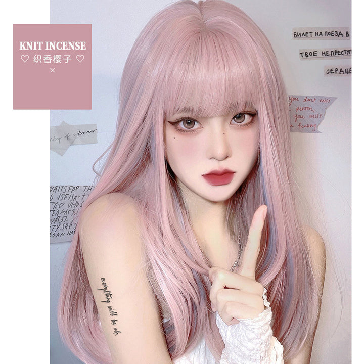 Lolita Pink Blue Highlight Long Wig