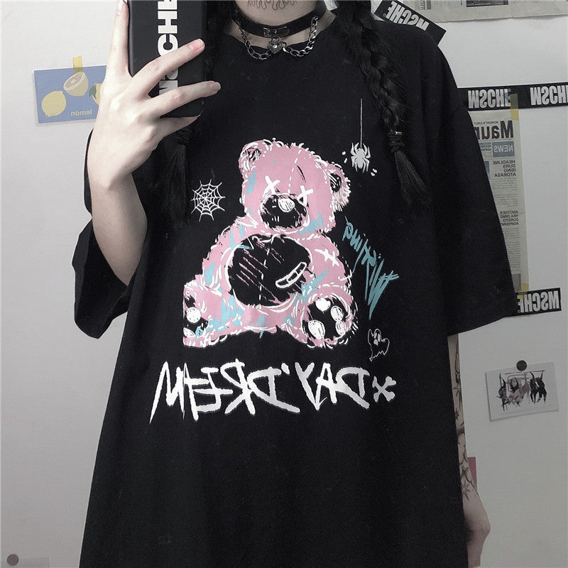 Juku Girls Elbow-Sleeve Bear Print T-Shirt