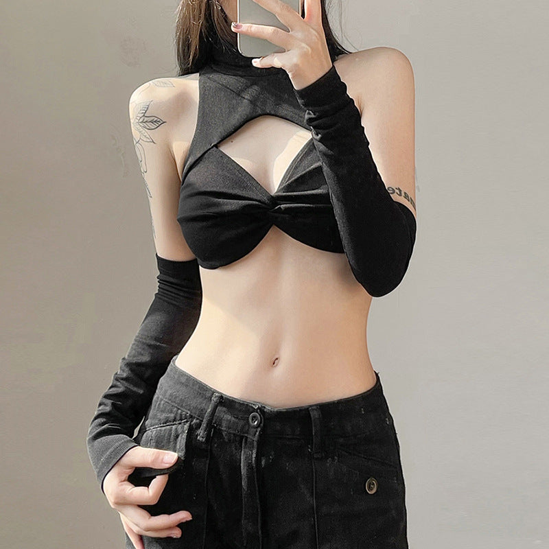 Short Bra Top With Sleeves