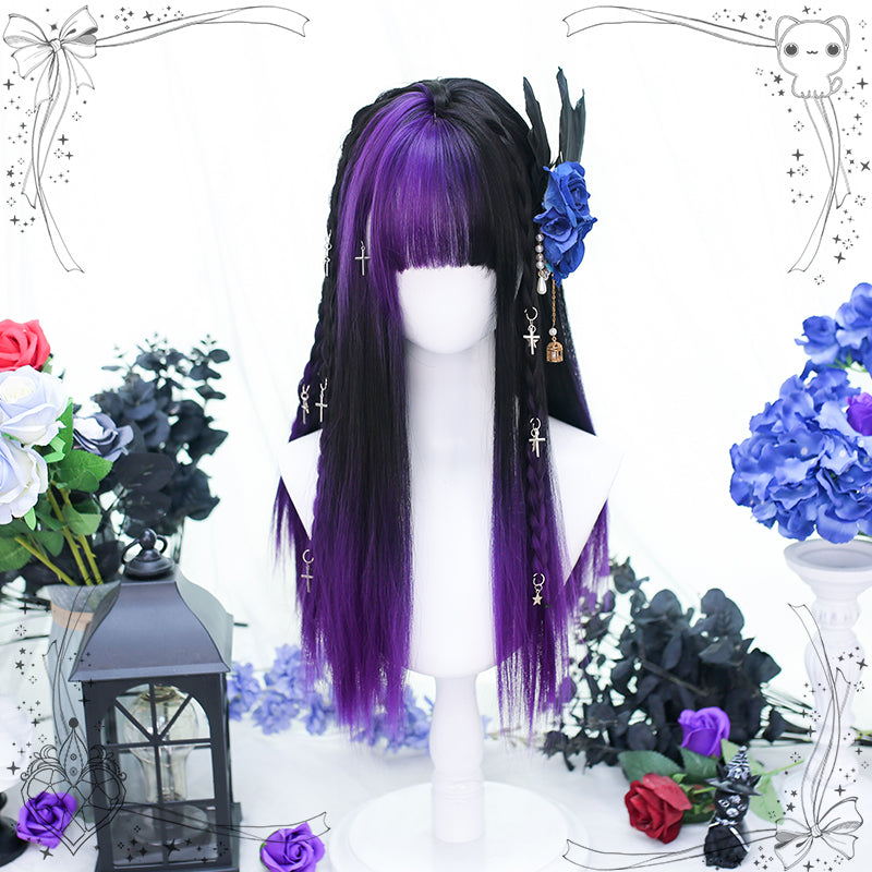 Harajuku Lolita Purple Black Long Wig