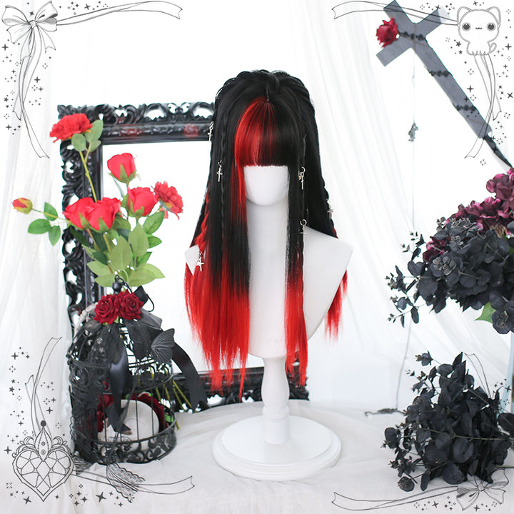 "Demon Girl" Red & Black Straight Long Wig