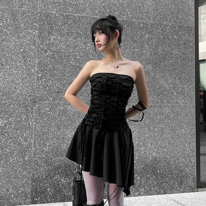 Dark Corset Strings Slim Dress