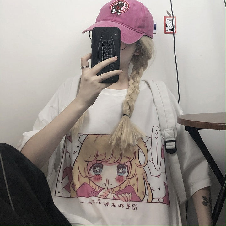 Japanese Kawaii Silence Anime Girl Loose T-shirt
