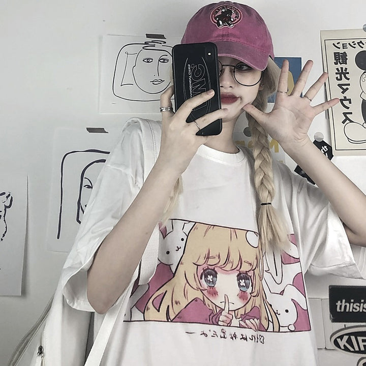 Japanese Kawaii Silence Anime Girl Loose T-shirt