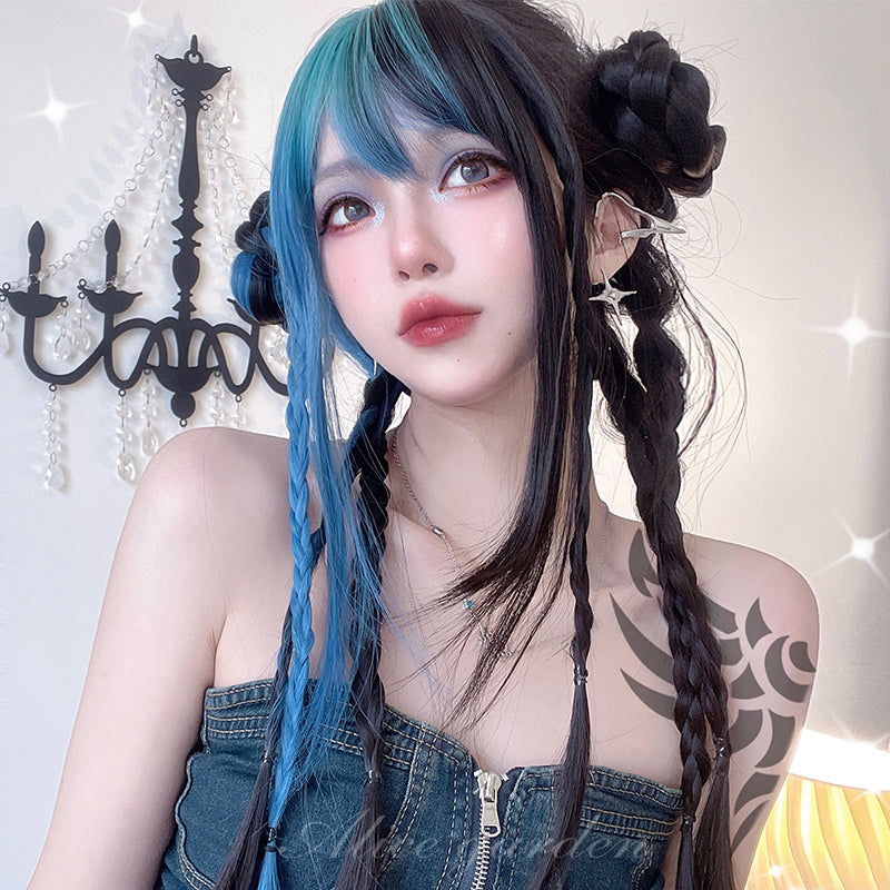 Aqua Black Lolita Long Wig