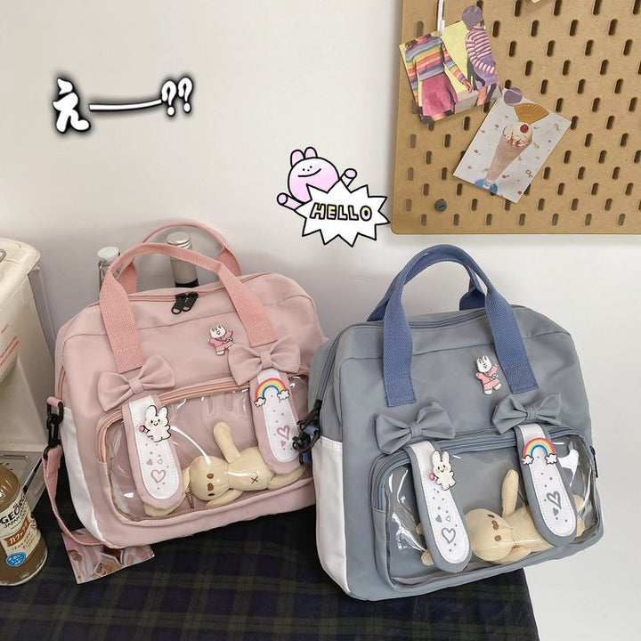 Japanese Bunny Transparent School Backpack