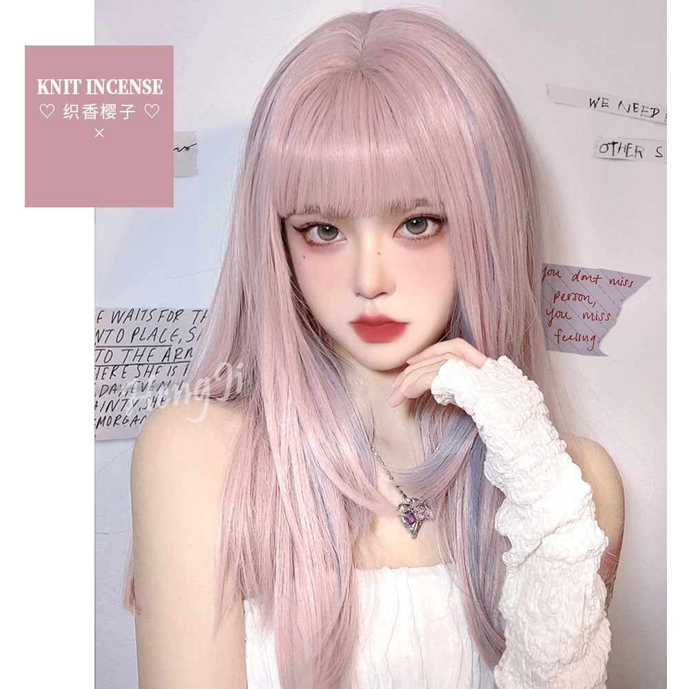 Lolita Pink Blue Highlight Long Wig