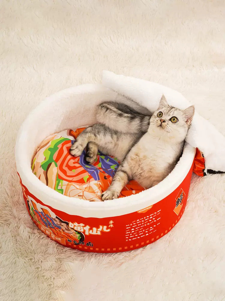 Cute Japanese Noodle Cup Cat Bed