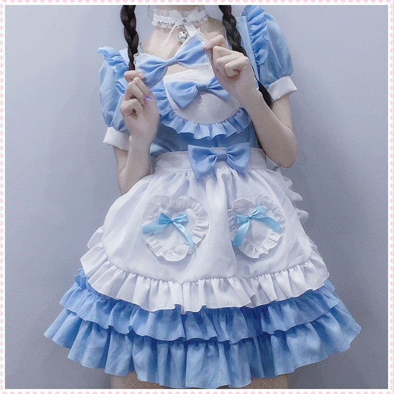 Harajuku Lolita Bow Ruffle Maid Dress