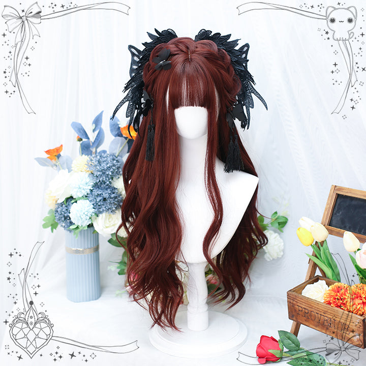 Harajuku Lolita Wavy Dark Red Long Wig