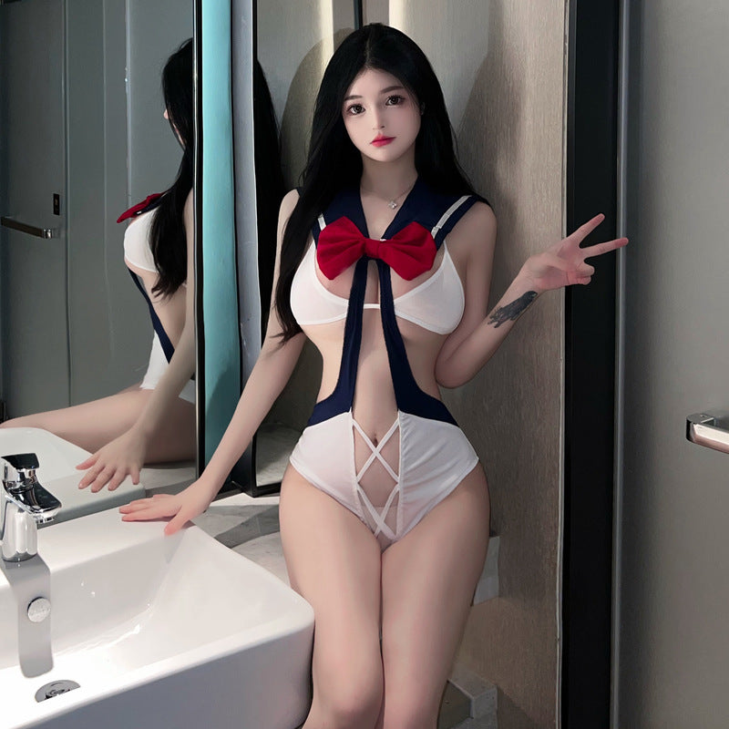 Sailor Red Bow Sexy Lingerie Outfit