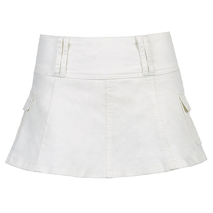 Short Summer Denim Pleated Skirt