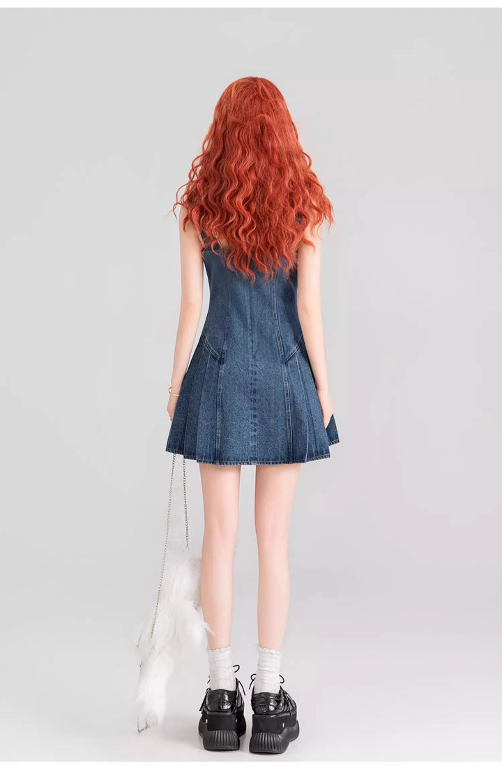 Retro Bunny Denim Suspender Dress