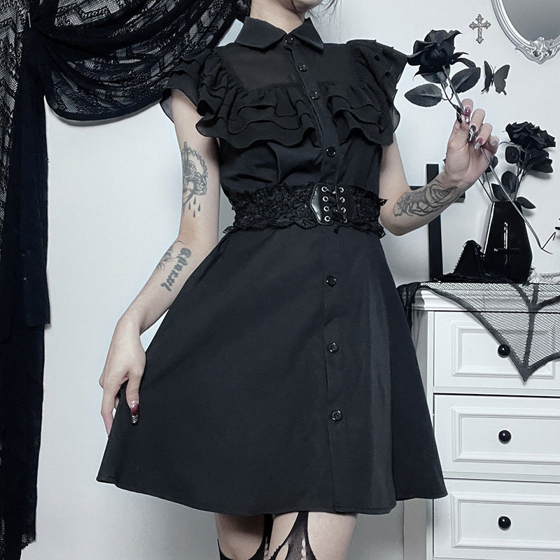 "Addams" Slim Black Dress