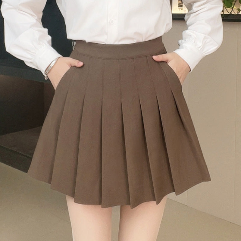 Harajuku Korean Style Neutral Color Side Slit Mini Skort (Brown/Beige/ –  The Kawaii Factory